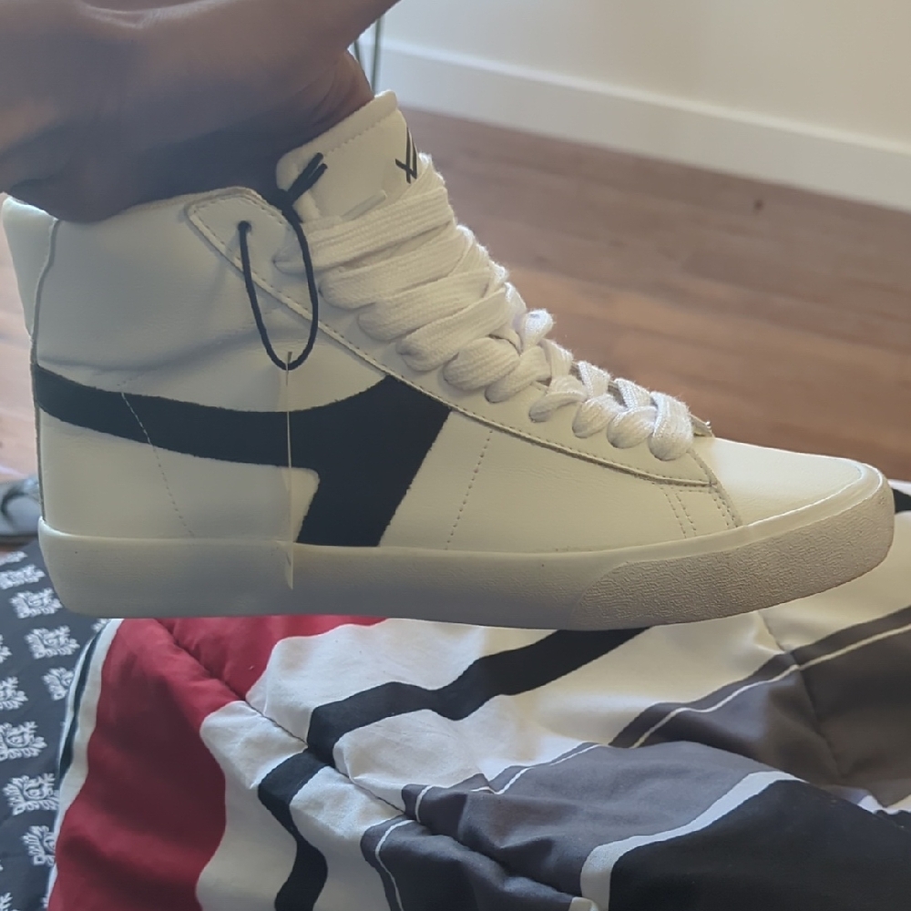William Rast White and Black High-Top Sneakers